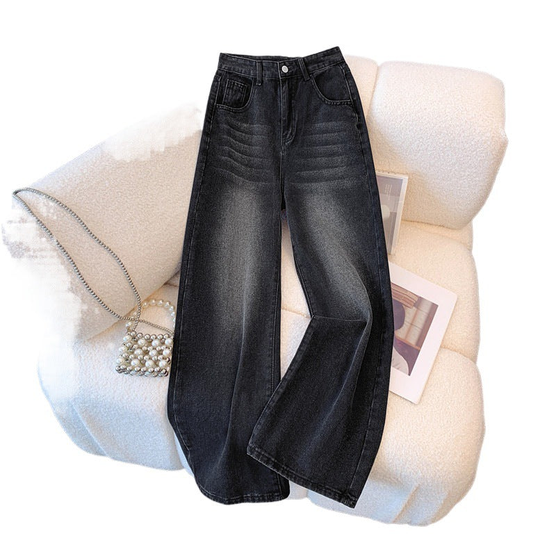 Women's High-Waist Black Wide-Leg Jeans