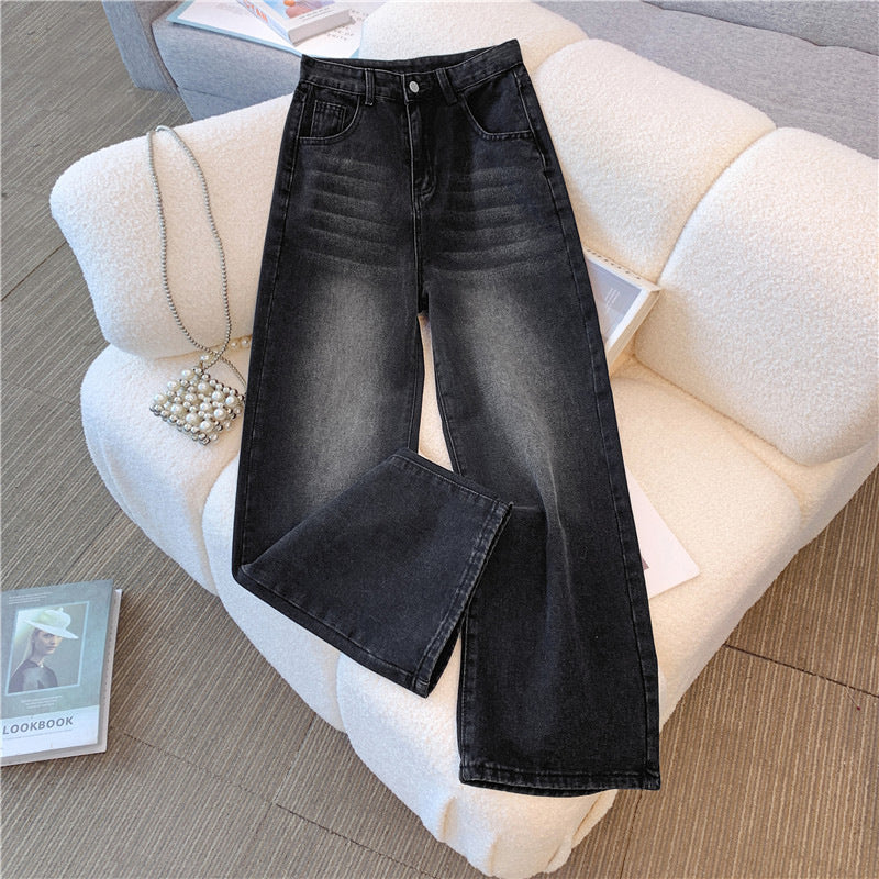Women's High-Waist Black Wide-Leg Jeans