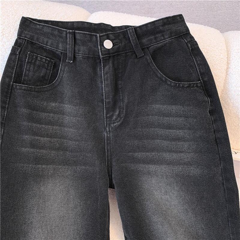 Women's High-Waist Black Wide-Leg Jeans