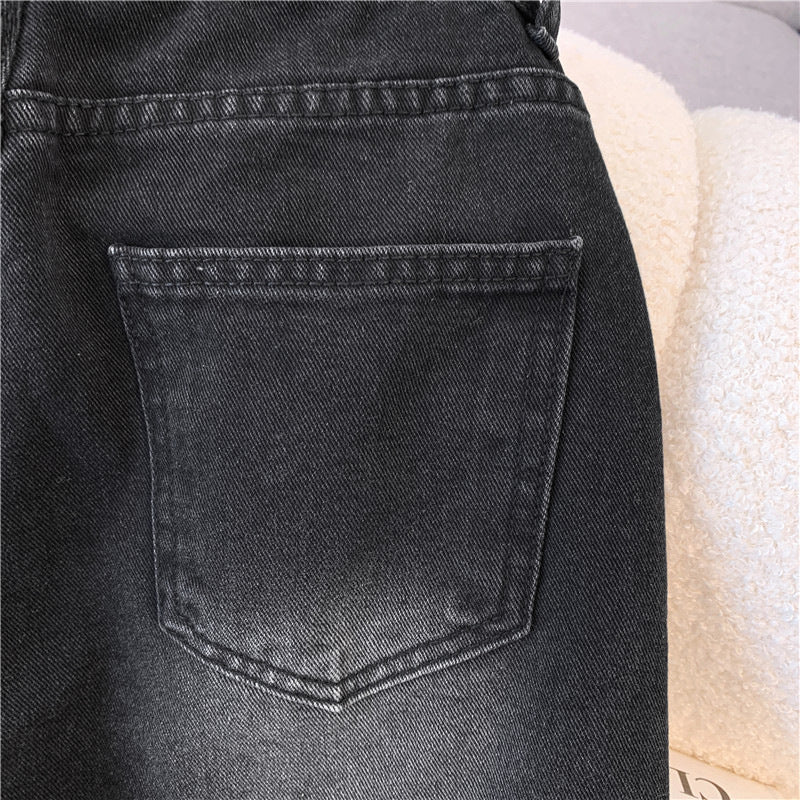 Women's High-Waist Black Wide-Leg Jeans